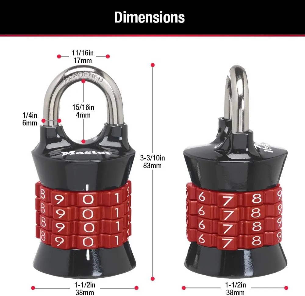 Master Lock Locker Lock Set Your Own Combination Padlock, 3 Pack, Colors May Vary, 1535EC3