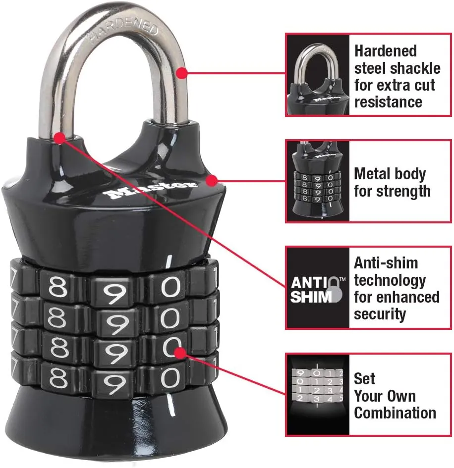 Master Lock Locker Lock Set Your Own Combination Padlock, 3 Pack, Colors May Vary, 1535EC3
