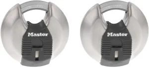 Master Lock M40XTCCSEN Discus Padlock, Keyed Alike, Steel, 2 Count