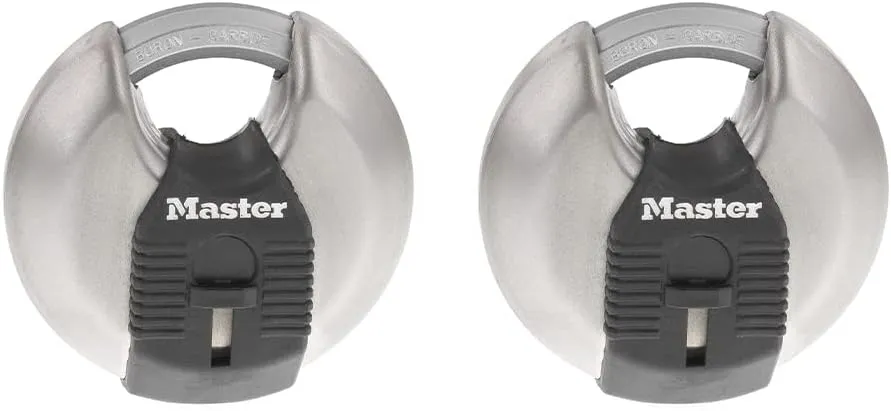 Master Lock M40XTCCSEN Discus Padlock, Keyed Alike, Steel, 2 Count