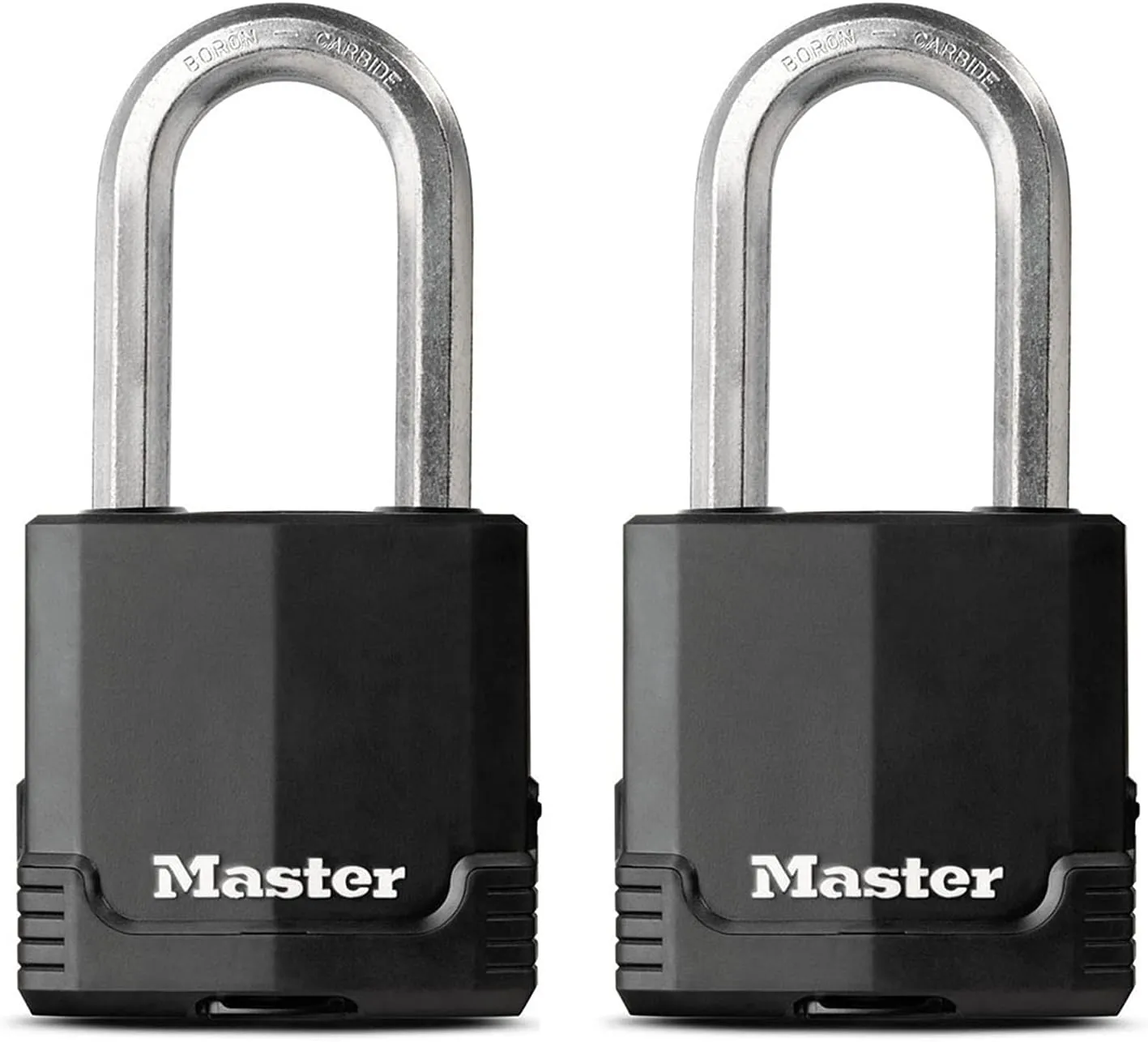 Master Lock M515XTLH Magnum Heavy Duty Padlock with Key, 2 Pack Keyed-Alike, Black