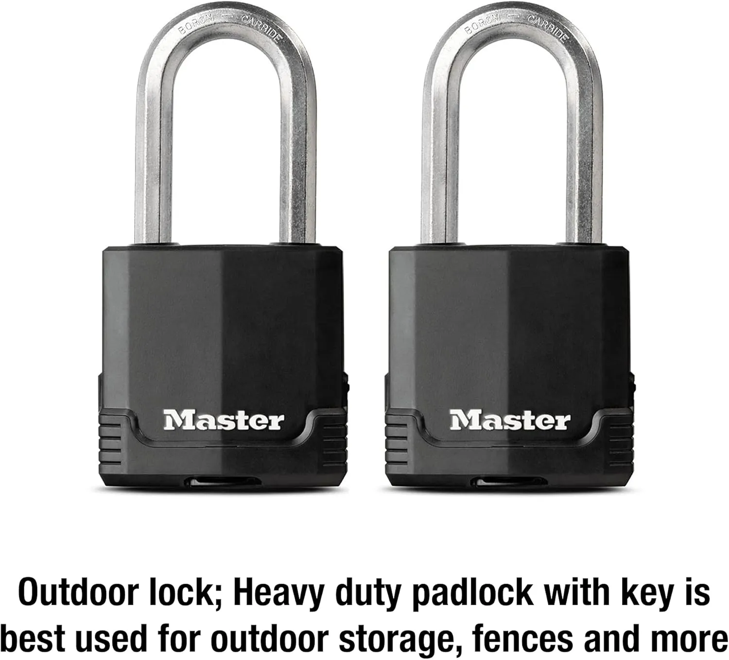 Master Lock M515XTLH Magnum Heavy Duty Padlock with Key, 2 Pack Keyed-Alike, Black