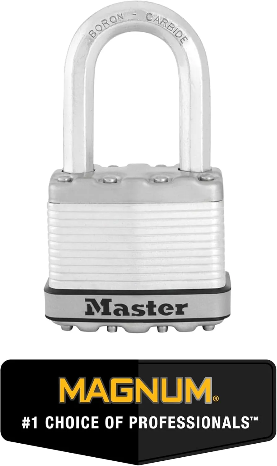 Master Lock M5XTRILF Magnum Heavy Duty Outdoor Padlock with Key, 3 Pack Keyed-Alike,Silver