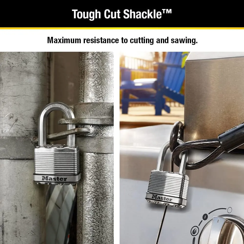 Master Lock M5XTRILF Magnum Heavy Duty Outdoor Padlock with Key, 3 Pack Keyed-Alike,Silver