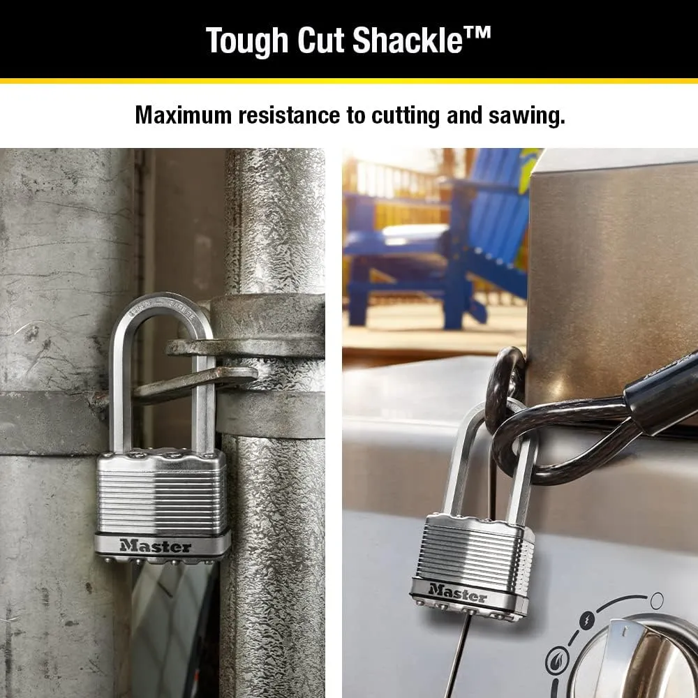 Master Lock M5XTRILH Magnum Heavy Duty Outdoor Padlock with Key, 3 Pack Keyed-Alike, Silver