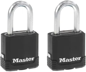Master Lock Magnum Heavy Duty Outdoor Padlock with Key, Weather Resistant Body and Cut Resistant Shackle make Lock Perfect for Fences, Gates, Sheds, 2 Pack, M115XTLF