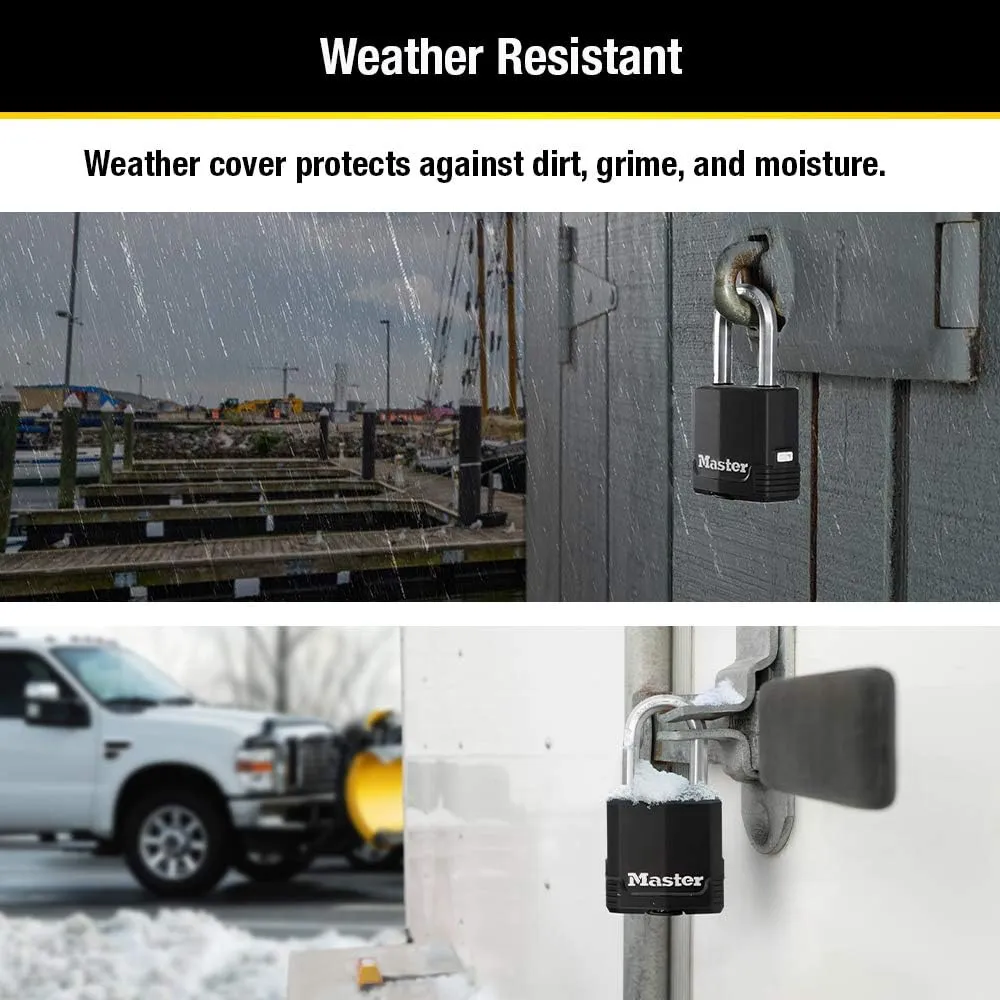 Master Lock Magnum Heavy Duty Outdoor Padlock with Key, Weather Resistant Body and Cut Resistant Shackle make Lock Perfect for Fences, Gates, Sheds, 2 Pack, M115XTLF