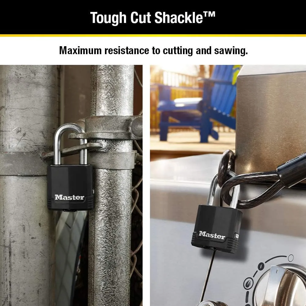 Master Lock Magnum Heavy Duty Outdoor Padlock with Key, Weather Resistant Body and Cut Resistant Shackle make Lock Perfect for Fences, Gates, Sheds, 2 Pack, M115XTLF