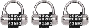 Master Lock Padlock, Set Your Own Word Combination Lock, 2-1/2 in. Wide, Black, 3 Pack,1534BLKEC3