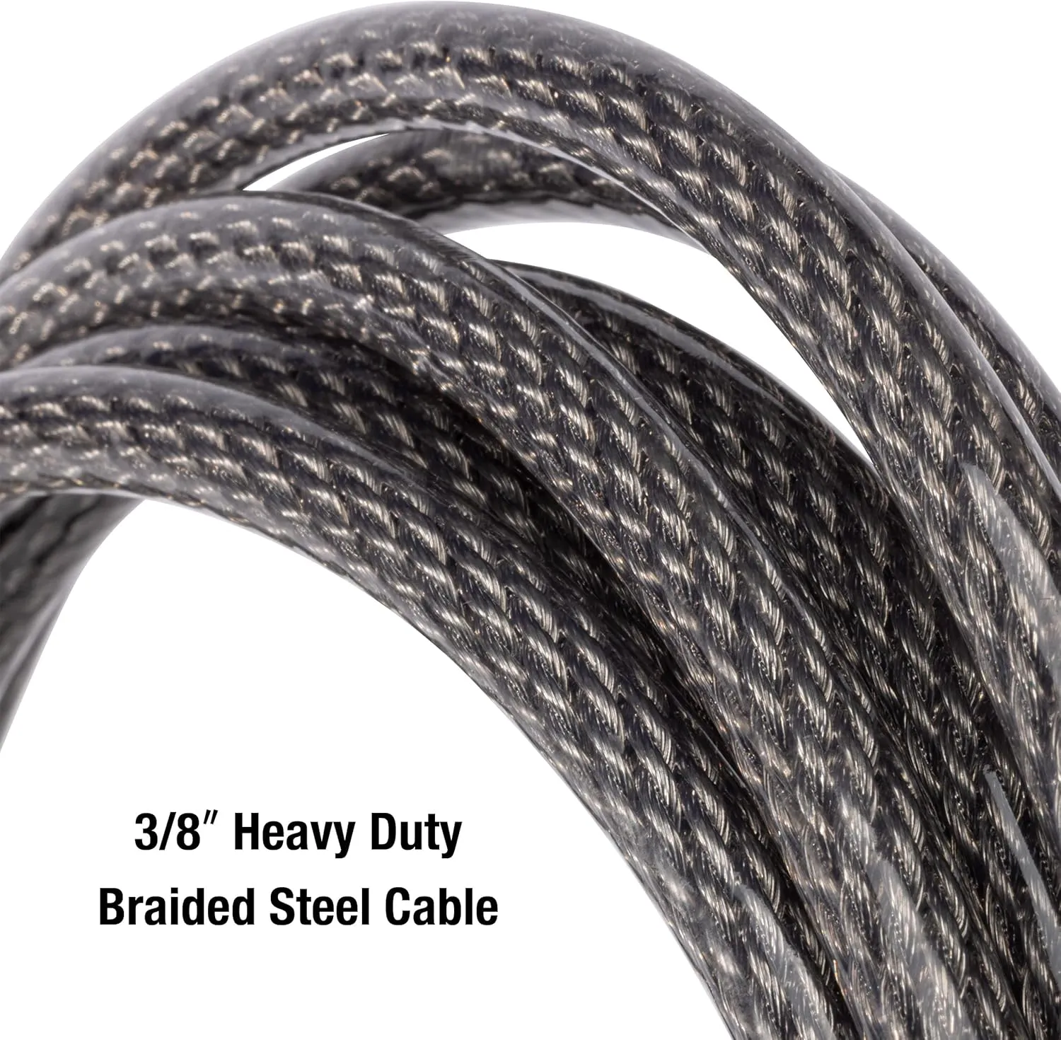 Master Lock Steel Bike Lock Cable, 30 ft. Long x 3/8 in. Diameter Vinyl Coated Cable with Looped Ends, 70DCC,Gray