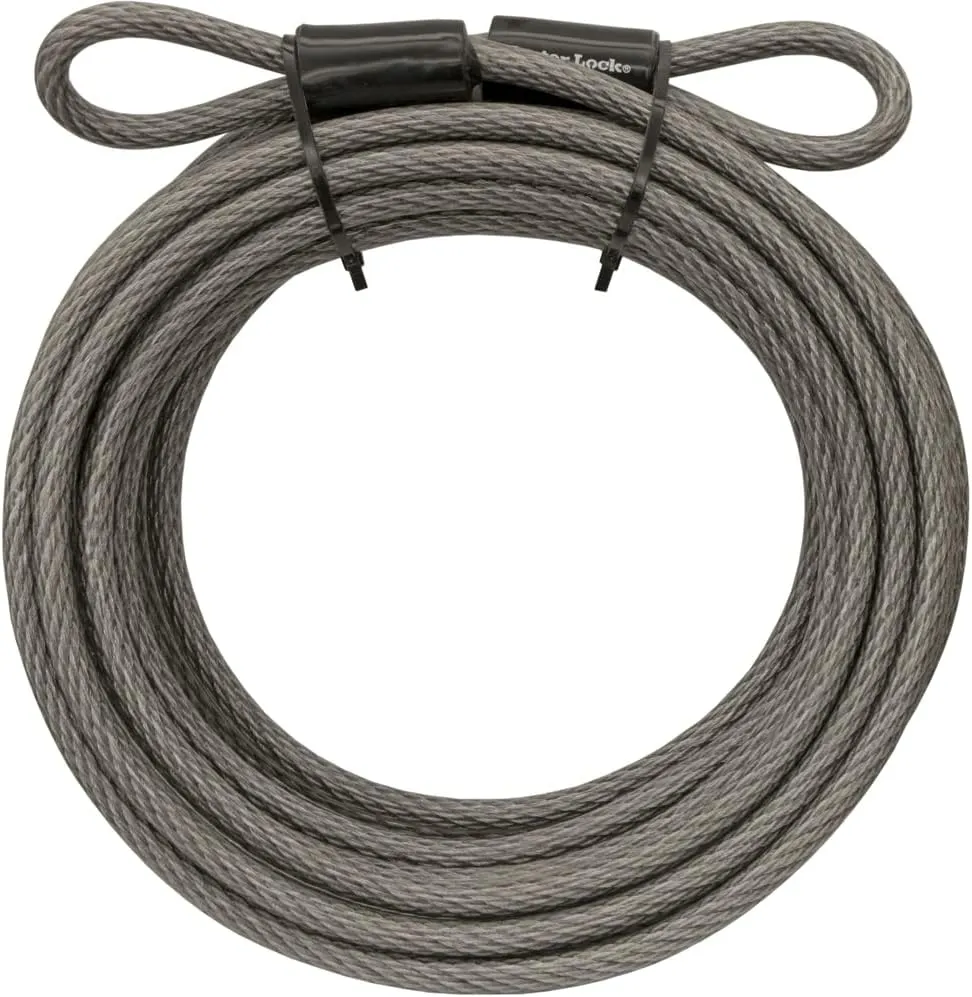 Master Lock Steel Bike Lock Cable, 30 ft. Long x 3/8 in. Diameter Vinyl Coated Cable with Looped Ends, 70DCC,Gray