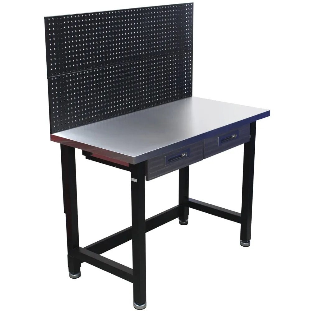 MAXIM HD 48 inch Stainless Top Workbench with Peg Board