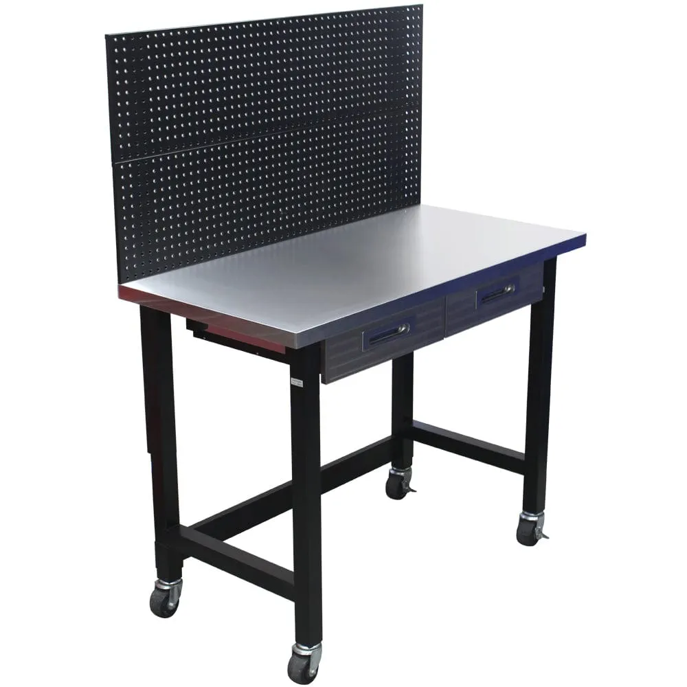 MAXIM HD 48 inch Stainless Top Workbench with Peg Board