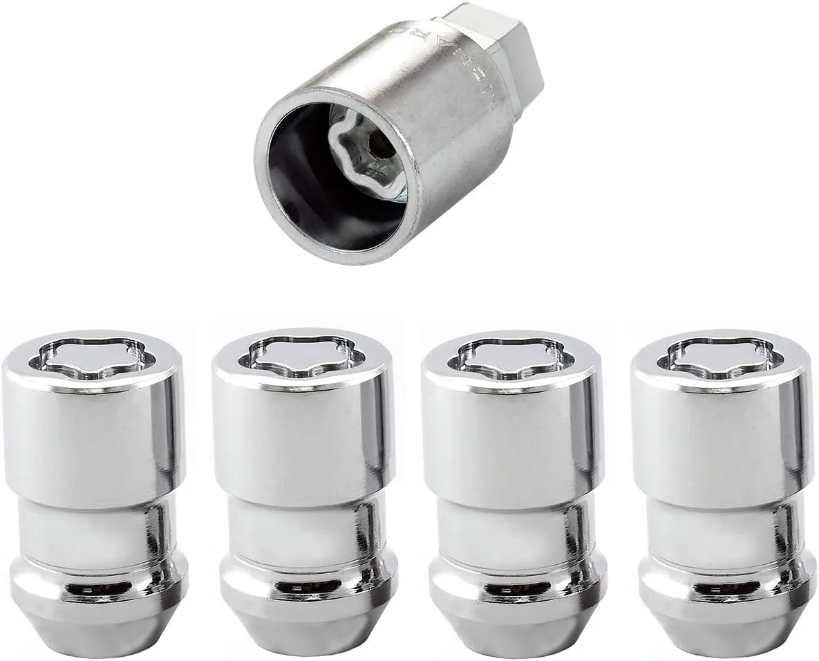 McGard 24137 Chrome Cone Seat Wheel Locks (M12 x 1.5 Thread Size) - Set of 4 Locks and 1 Key