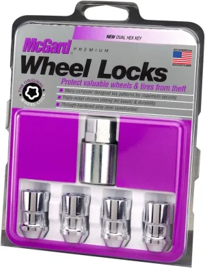 McGard 24137 Chrome Cone Seat Wheel Locks (M12 x 1.5 Thread Size) - Set of 4 Locks and 1 Key