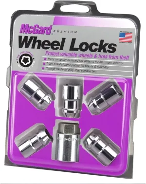 McGard 24537 Cone Seat Wheel Locks Chrome (M12 x 1.5 Thread Size) - Set of 5, 5 Locks / 1 Key
