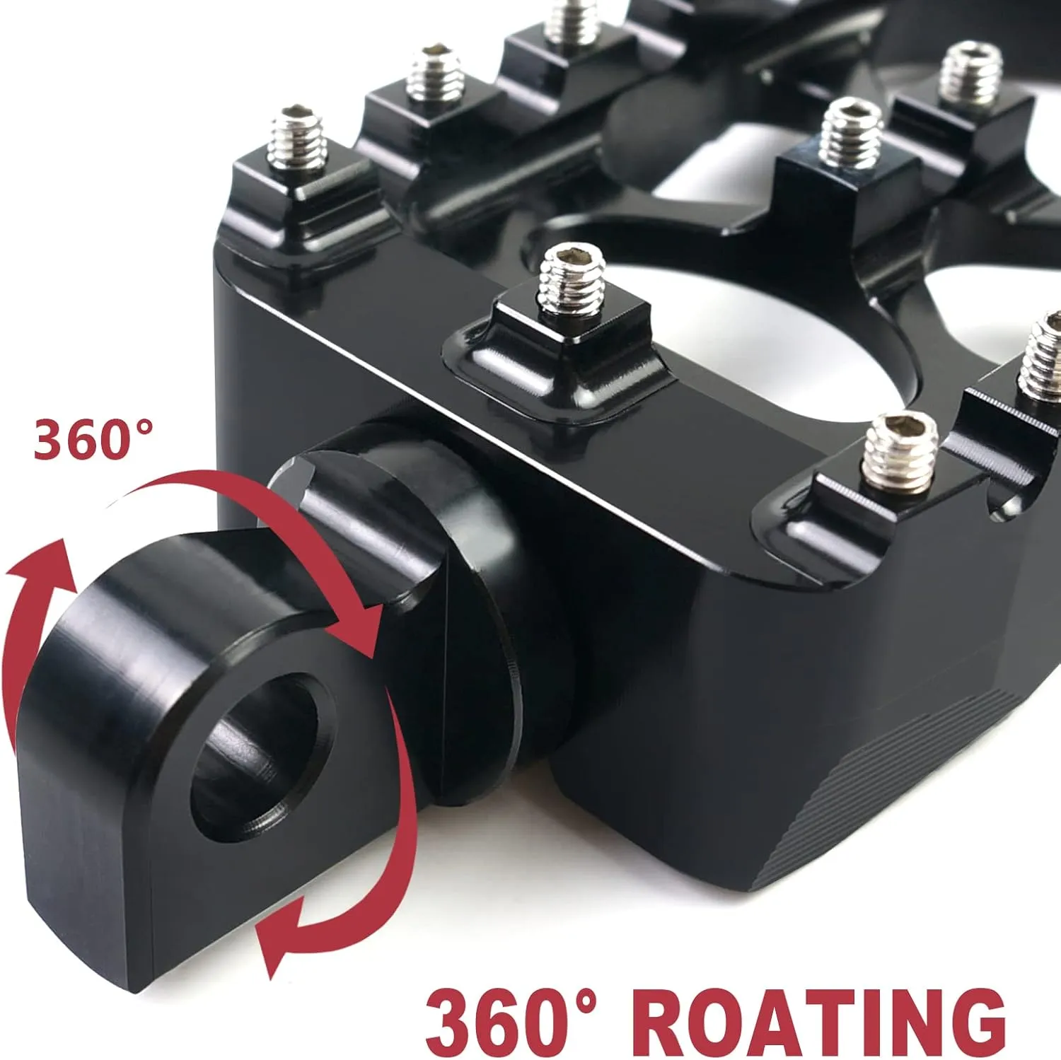 MDPROMCP CNC Motorcycle Wide Foot Pegs Aluminum 360°Roating Adjustable Suitable Compaitble with Dyna Fatboy Iron 883 Sportster 883(Black)