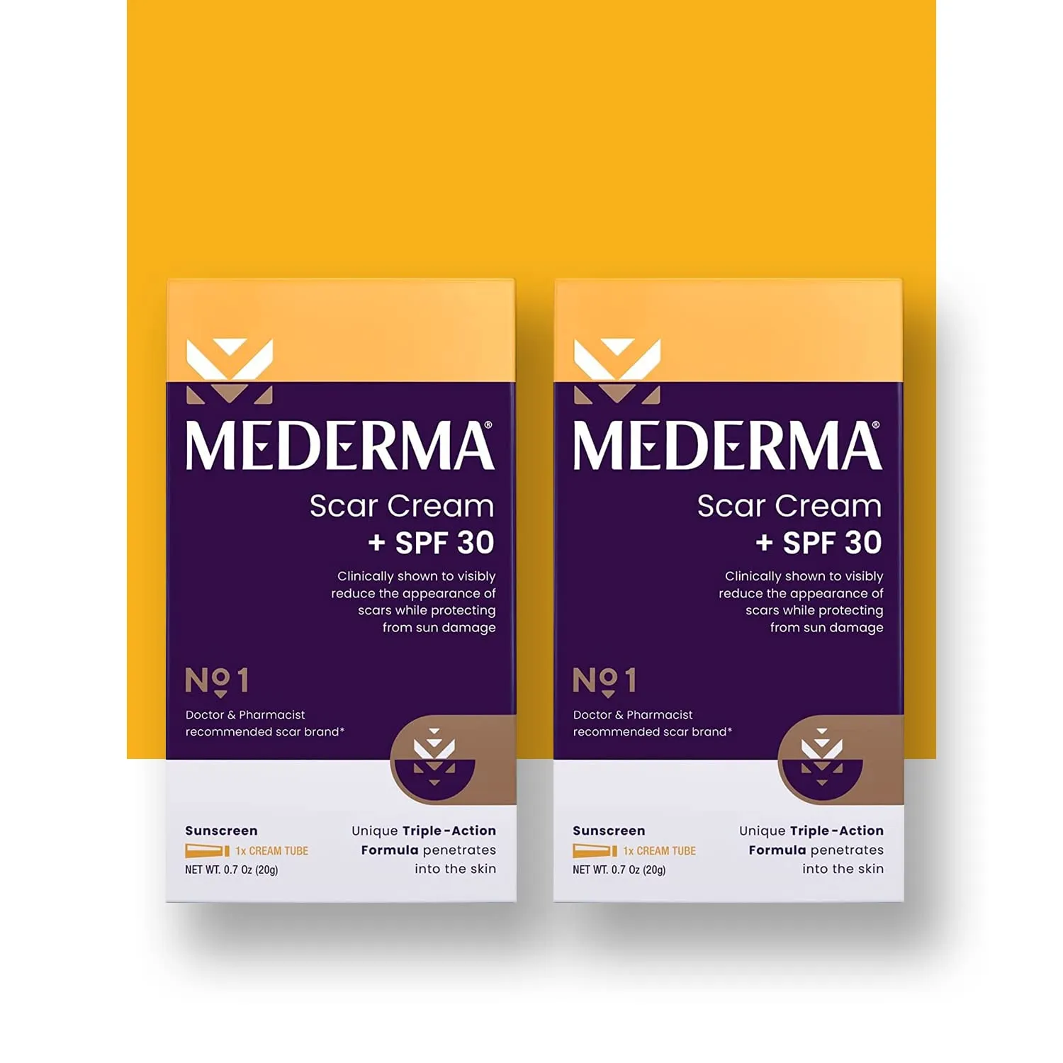 Mederma Scar Cream Plus SPF 30, Sunscreen, Protects from Sun Damage, Reduces the Appearance of Scars, 40 Grams, (2 x 20g)