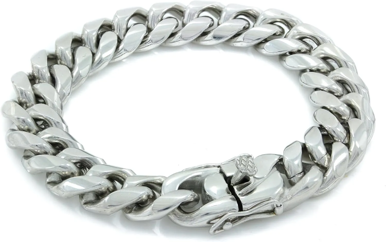 Men High Polish Stainless Steel 6mm 8mm 10mm 12mm 14mm 16mm 18mm Thick Miami Cuban Link Curb Bracelet Triple Box Clasp Lock