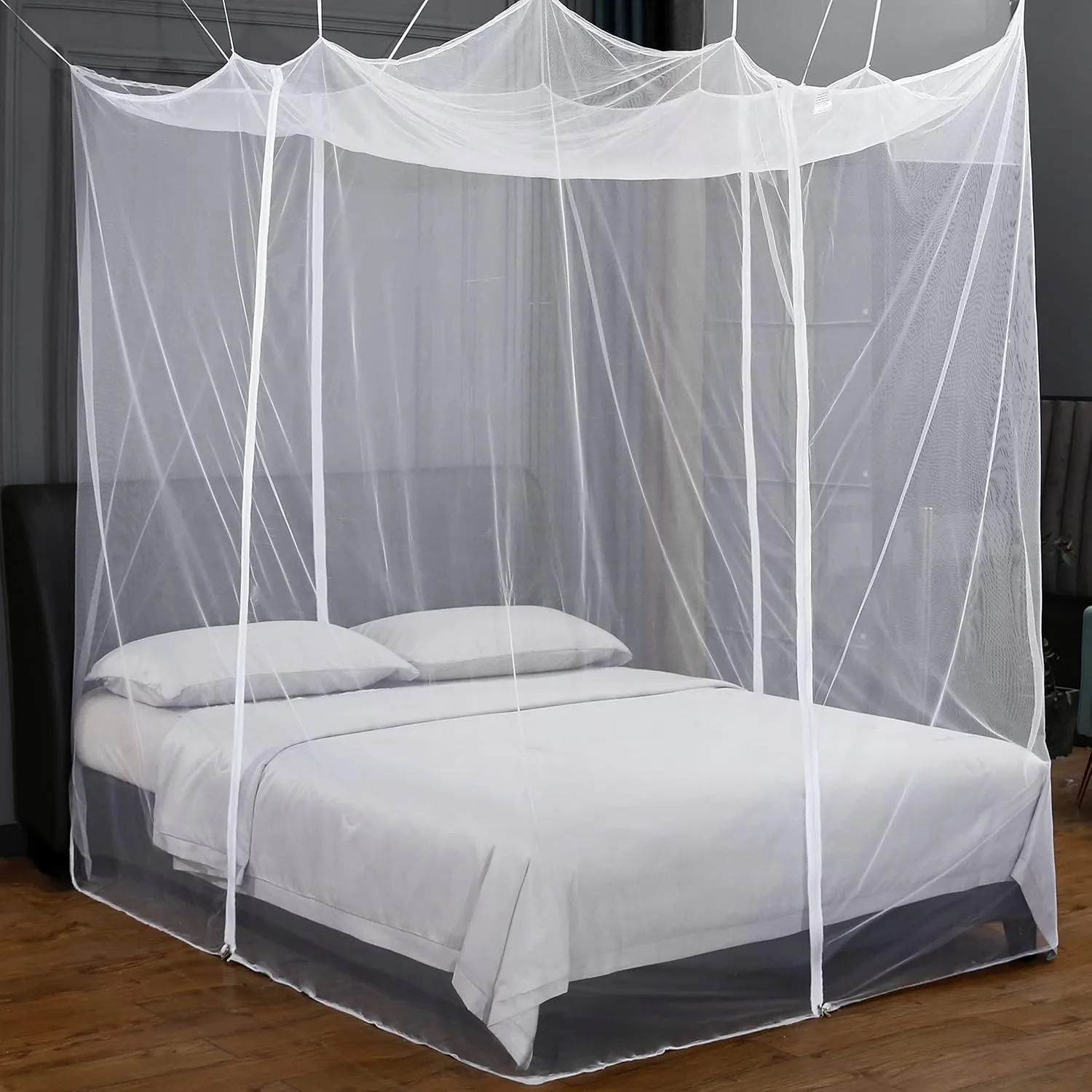 Mengersi Mosquito Net for Bed Canopy with Zipper,Canopy Bed Curtains Single Full,Queen King Size Bed,Mosquito Netting for Patio,Camping,Bug Net for Camping,White