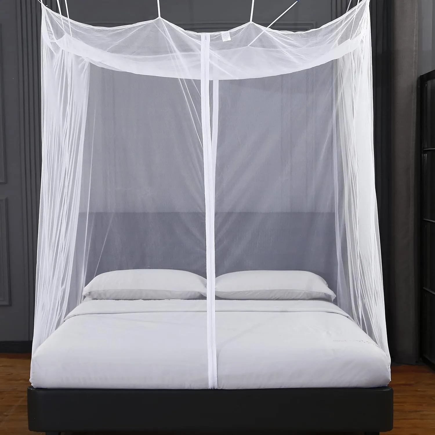 Mengersi Mosquito Net for Bed Canopy with Zipper,Canopy Bed Curtains Single Full,Queen King Size Bed,Mosquito Netting for Patio,Camping,Bug Net for Camping,White