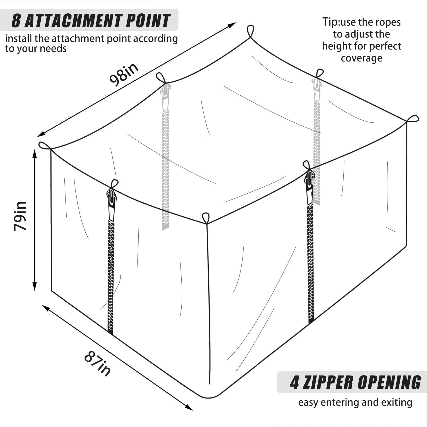 Mengersi Mosquito Net for Bed Canopy with Zipper,Canopy Bed Curtains Single Full,Queen King Size Bed,Mosquito Netting for Patio,Camping,Bug Net for Camping,White