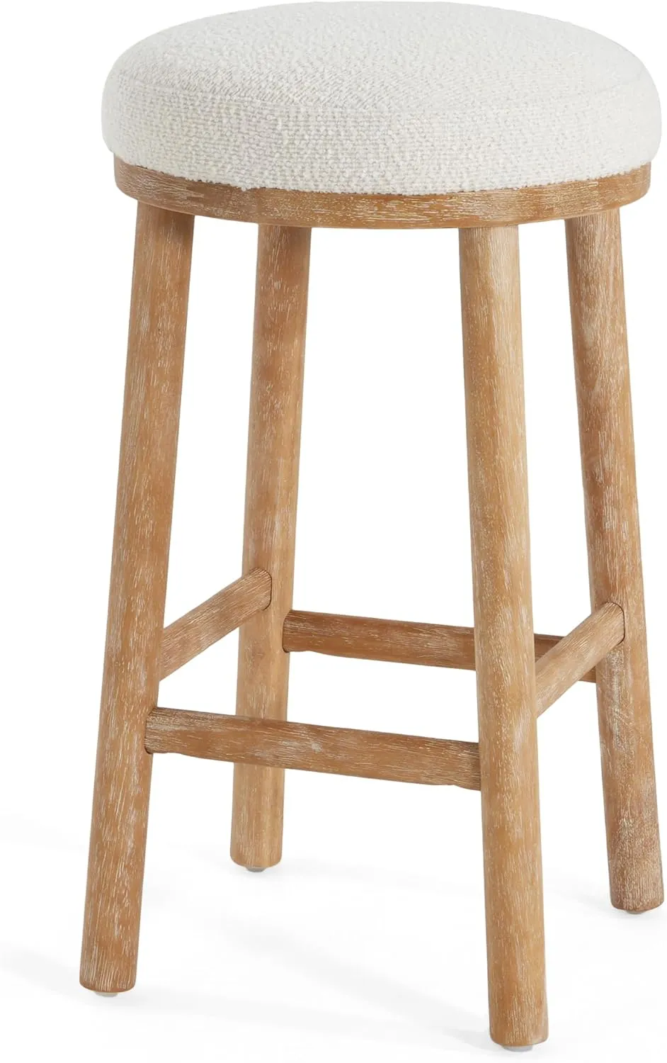 Merax 27.36" Seat Height Natural Rubber Wooden Frame Bar Stool Set of 2 for Kitchen Island, Upholstered Stool Chair for Kitchen, Dining, Small Spaces, Home Bars, Natural Beige