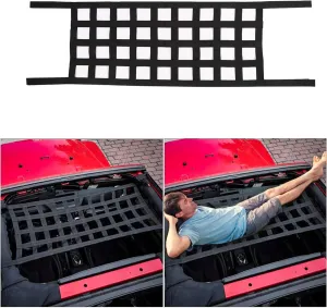Mesh Cargo Net Hammock Roof Top Netting Hammock for Jeep Wrangler YJ TJ JK JKU JL JLU JT & Gladiator JT Accessories1987-2024 (Black)