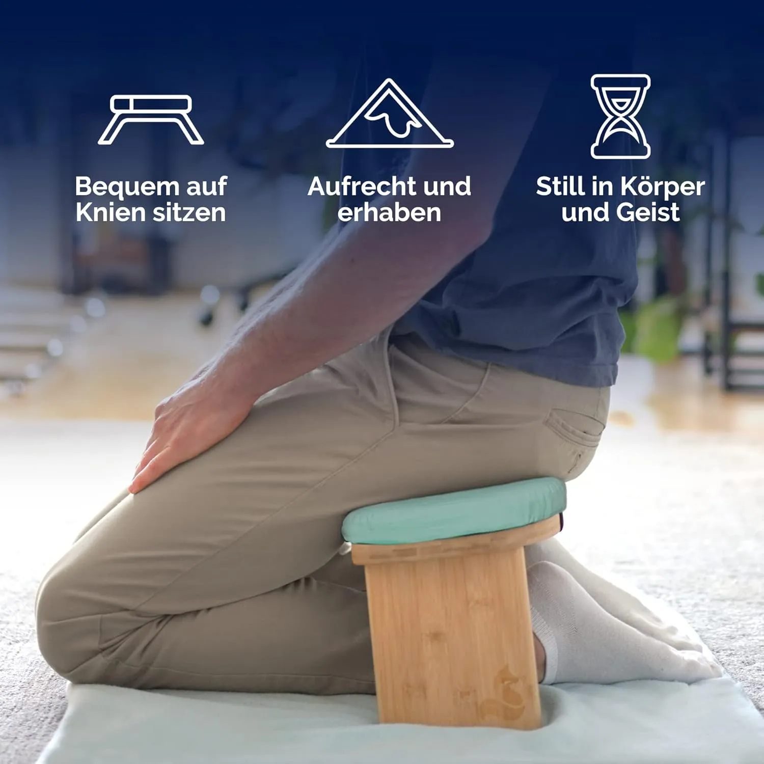 metaFox Meditation Bench | Foldable Bamboo Stool with Cushion and Carry Bag | for Your Mindfulness and Meditation Practice | Alternative to Meditation Cushion