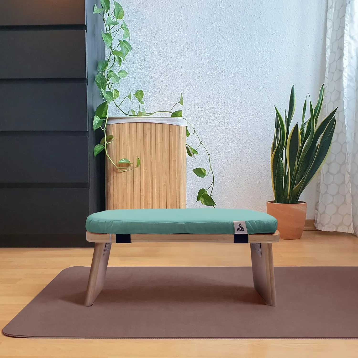 metaFox Meditation Bench | Foldable Bamboo Stool with Cushion and Carry Bag | for Your Mindfulness and Meditation Practice | Alternative to Meditation Cushion