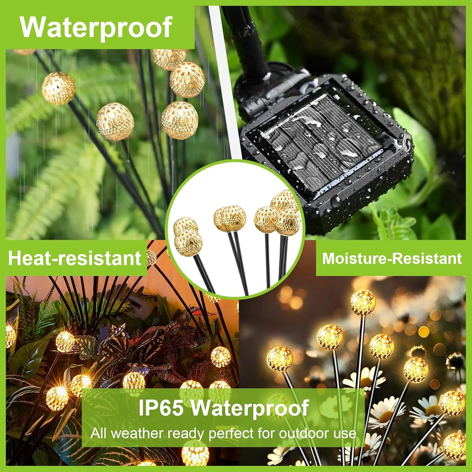 Miady Solar Garden Lights 2-Pack, New Upgraded - Swaying with The Wind, Textured Design Appearance, Self-contained Sound Effects, Waterproof Swaying, Solar Outdoor Plant Light