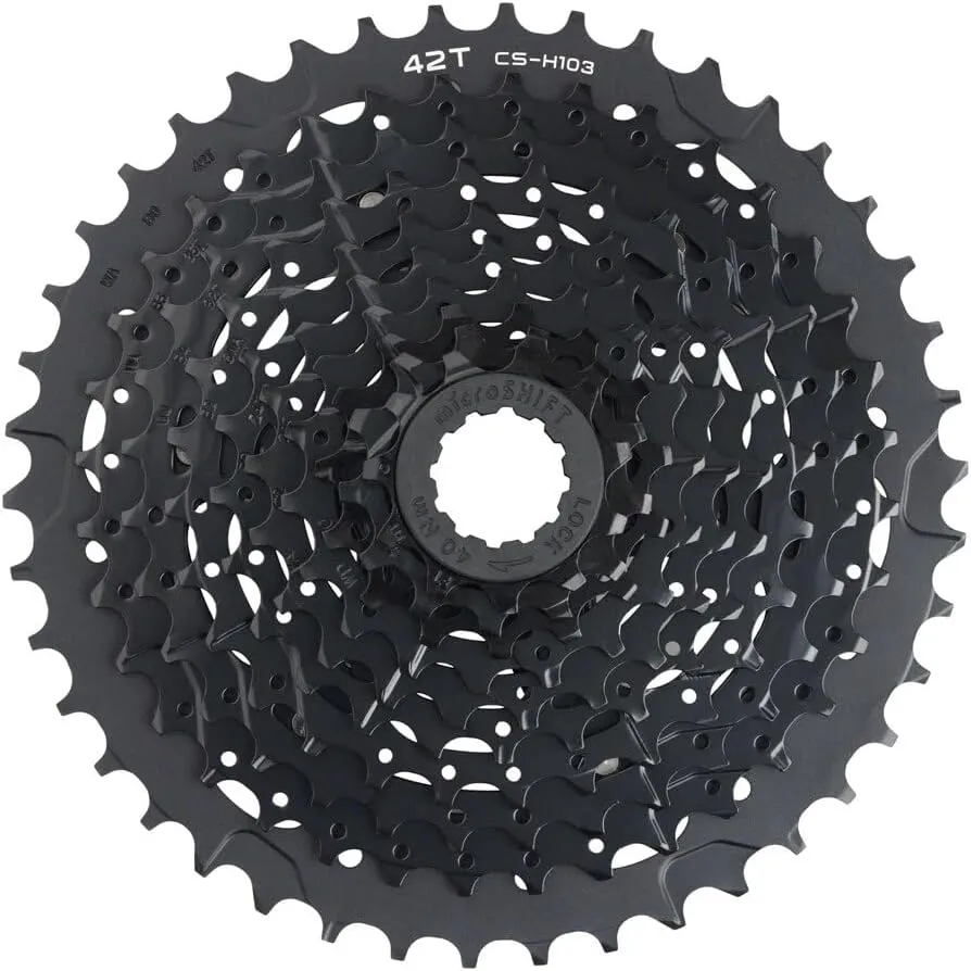 microSHIFT Advent X E-Series Cassette - 10 Speed, 11-42t, Black, ED Coated, Alloy Outer Cog