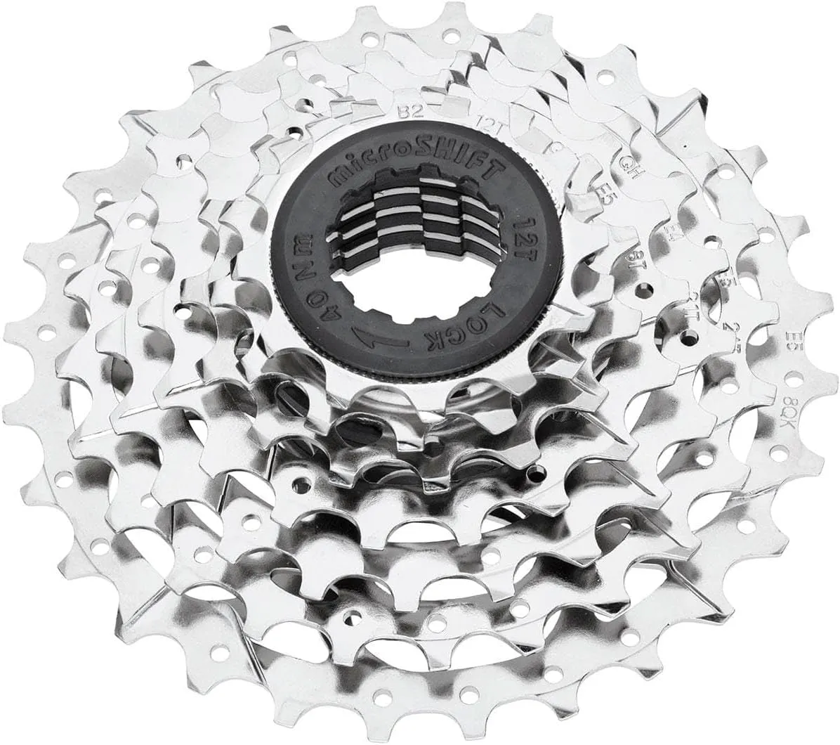 microSHIFT H07 Cassette - 7 Speed, 12-28t, Silver, Nickel Plated