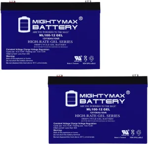 Mighty Max Battery 12V 100AH Gel Replacement Battery Compatible with SUNPOWER PV Solar Panels - 2 Pack
