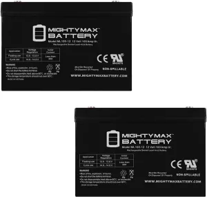 Mighty Max Battery 12V 100Ah SLA Replacement Battery Compatible with SunPower PV Solar Panels - 2 Pack