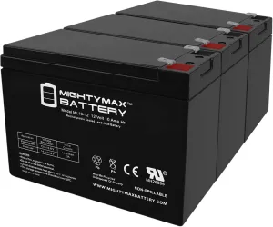 Mighty Max Battery 12V 10AH Scooter Battery Replaces Yuasa REC10-12 - 3 Pack