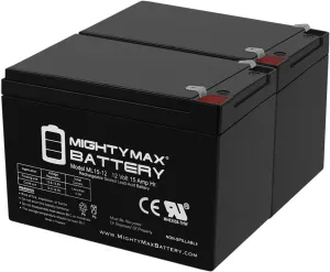 Mighty Max Battery 12V 15AH F2 Battery Replacement for Sharper Image City Bug - 2 Pack