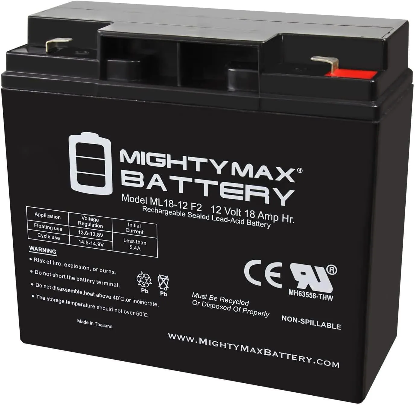 Mighty Max Battery 12V 18AH F2 SLA Replacement Battery for Simplex 2081-9275