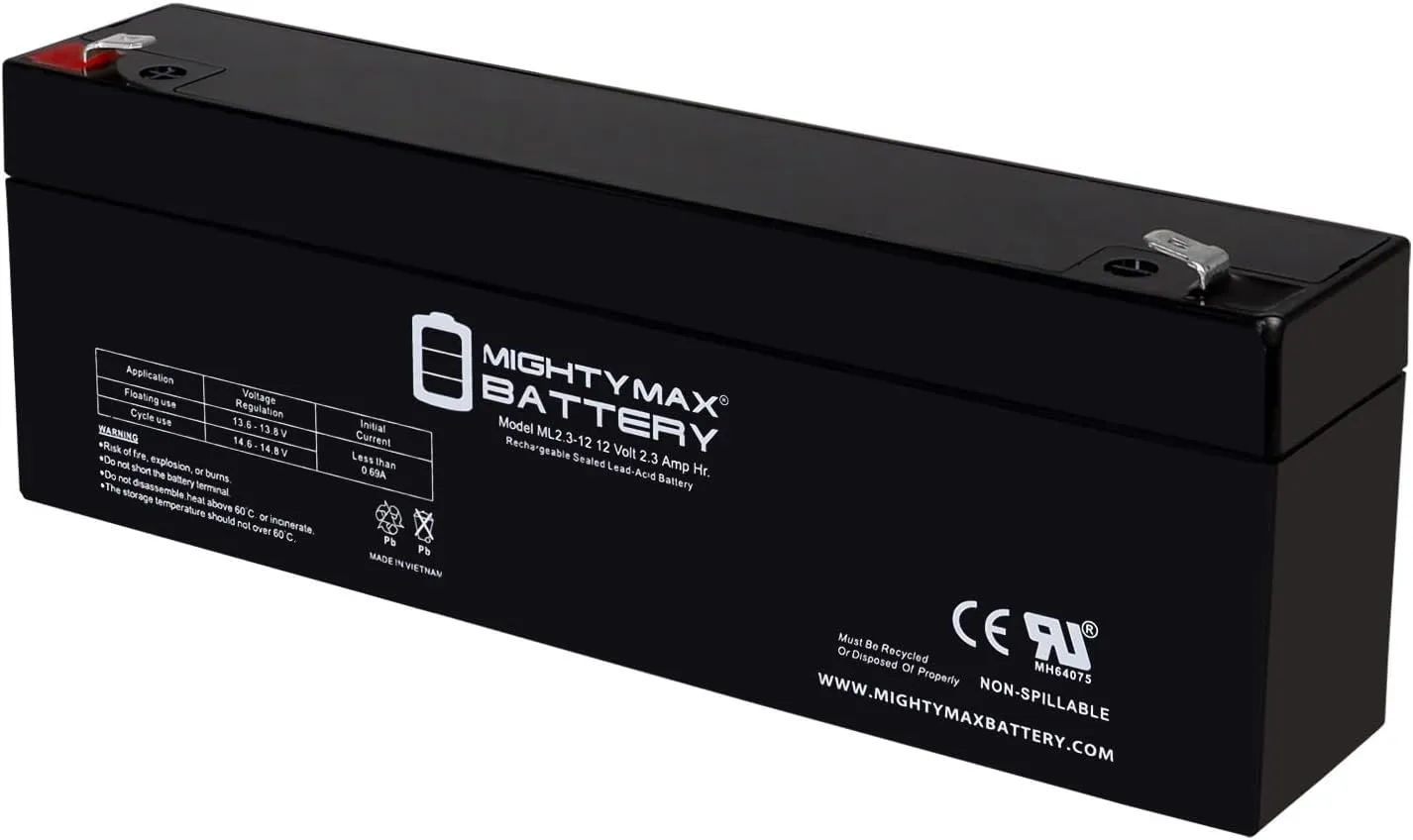 Mighty Max Battery 12V 2.3AH F1 SLA Replacement Battery Compatible With Power-Sonic PS-1220