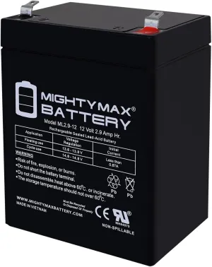 Mighty Max Battery 12V 2.9AH F1 SLA Replacement Battery Compatible with Invacare Reliant 450 Patient Lift
