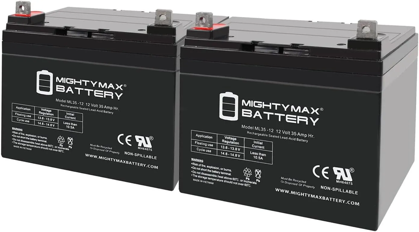 Mighty Max Battery 12V 35AH Replacement Battery Compatible with Interstate 33ah DCS-33H, DCS33H - 2 Pack