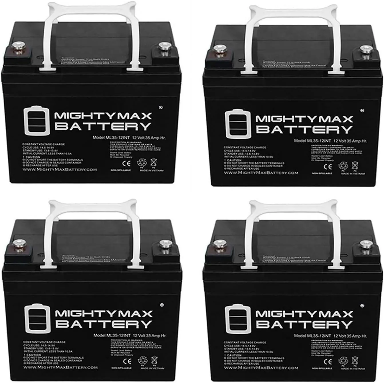 Mighty Max Battery 12V 35AH SLA INT Battery for Shoprider Sunrunner 3 4-4 Pack