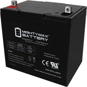 Mighty Max Battery 12V 55AH Battery for Hoveround Invacare - 2 Pack
