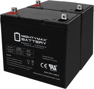 Mighty Max Battery 12V 55Ah SLA Battery for MotorGuide VariMax Trolling Motors - 2 Pack