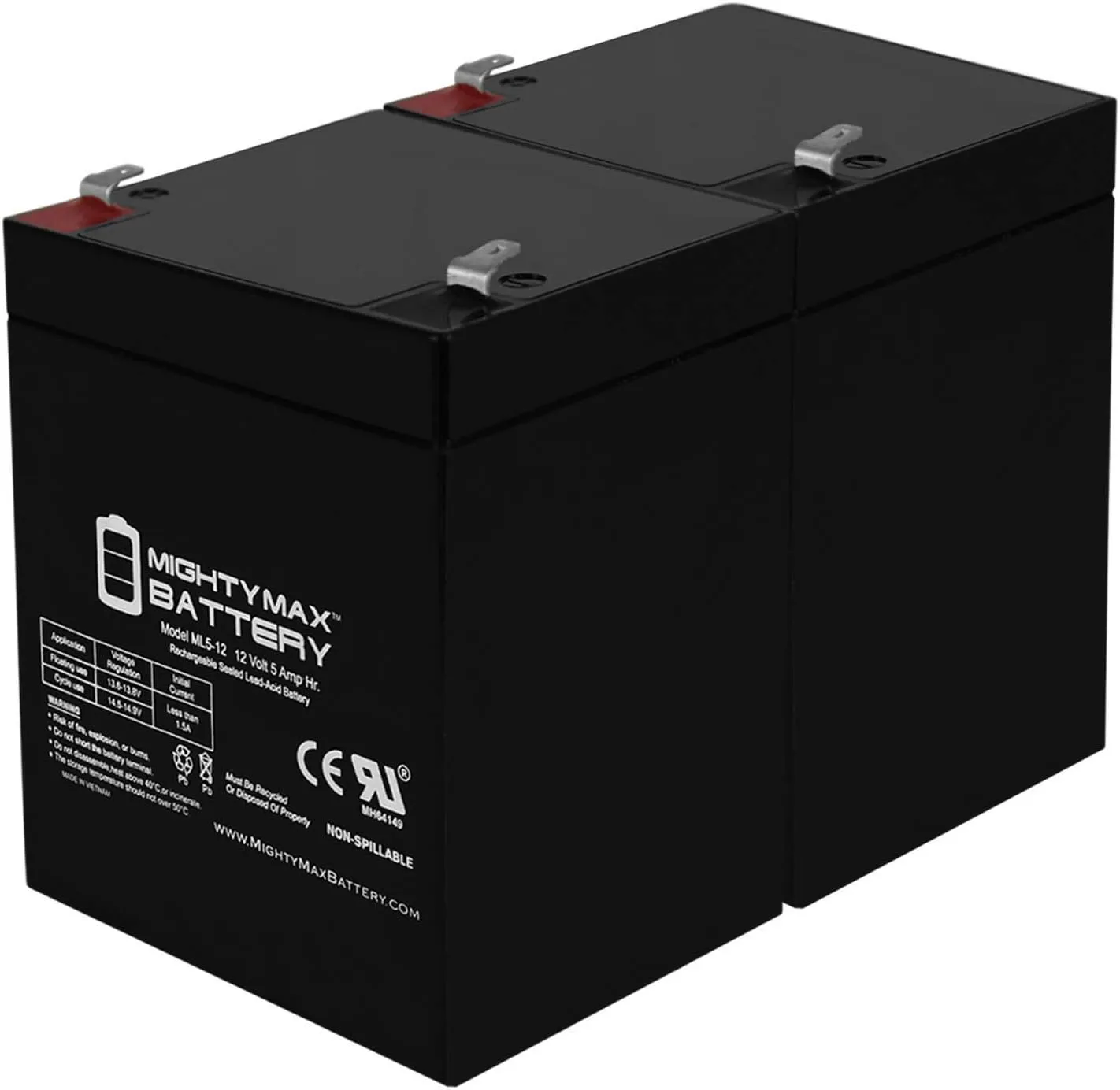 Mighty Max Battery 12V 5AH Battery Replaces LD System Roadjack RJ-8 PA System - 2 Pack