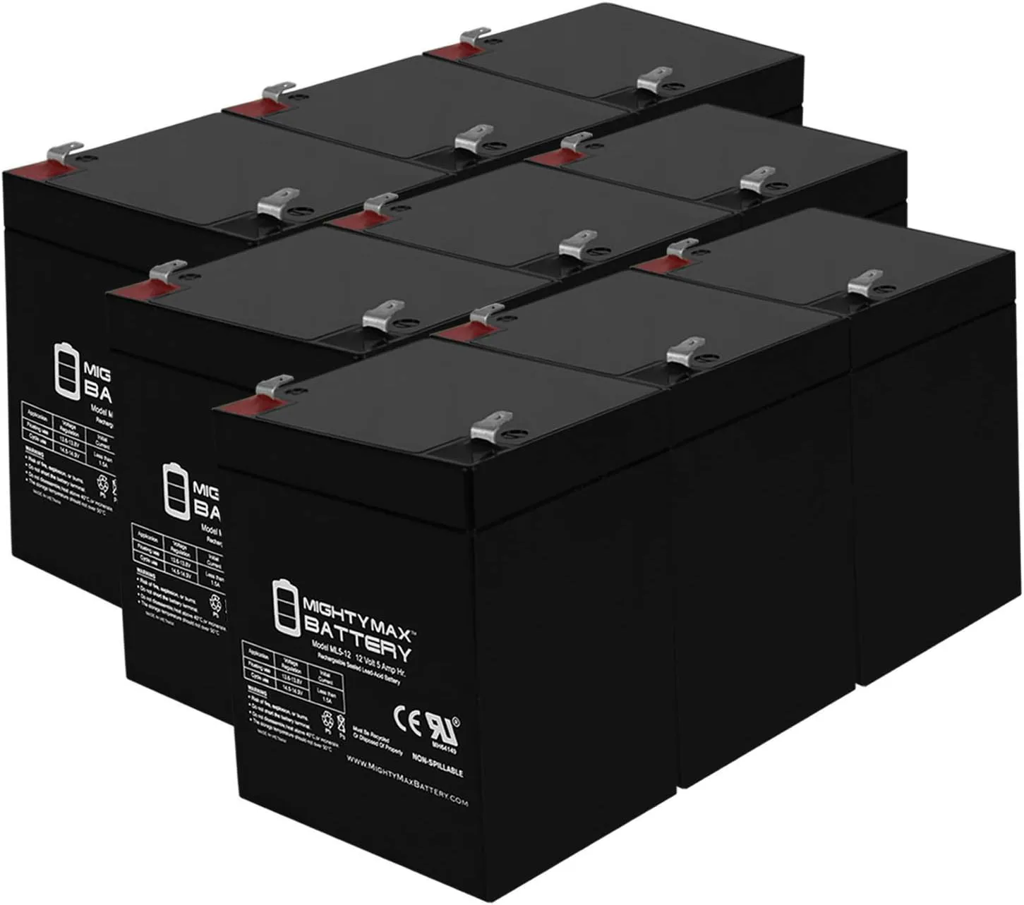 Mighty Max Battery 12V 5AH Battery Replaces Xantrex XPower Solar Jump Starter - 9 Pack