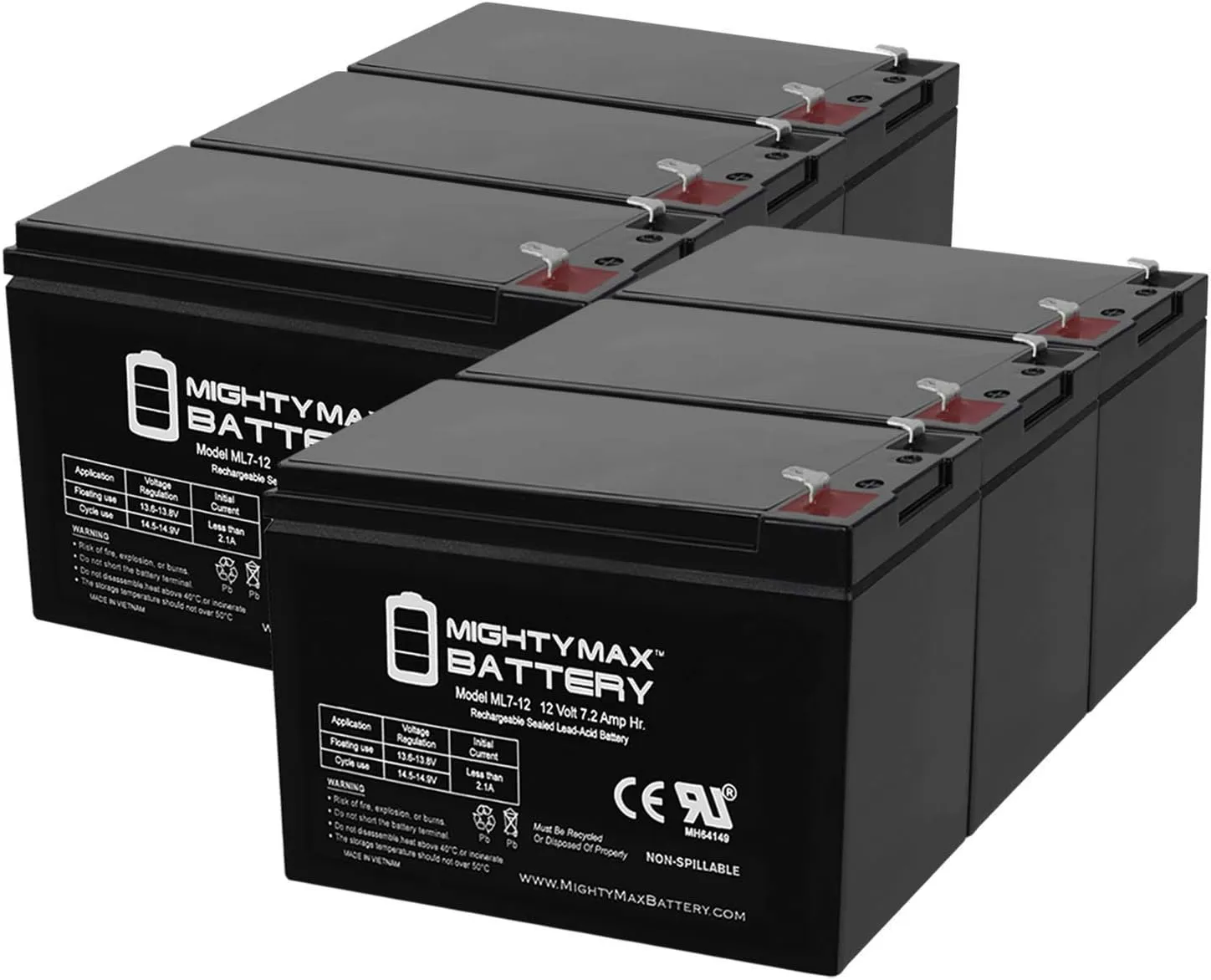 Mighty Max Battery 12V 7.2AH SLA Battery for Aqua Vu AV360LCD 4-Way Camera - 6 Pack