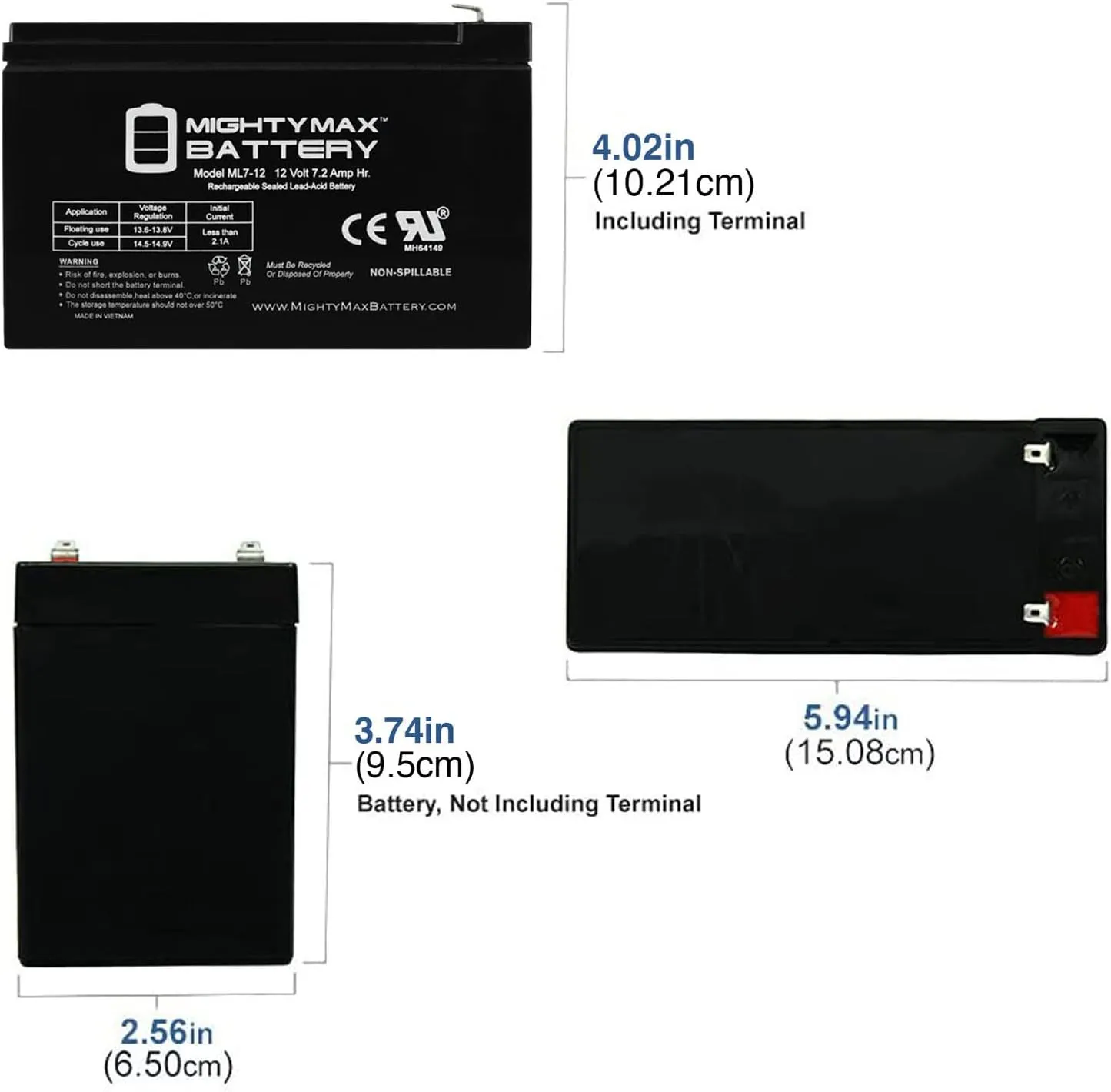 Mighty Max Battery 12V 7.2AH SLA Battery for Verizon FiOS PX12072-HG