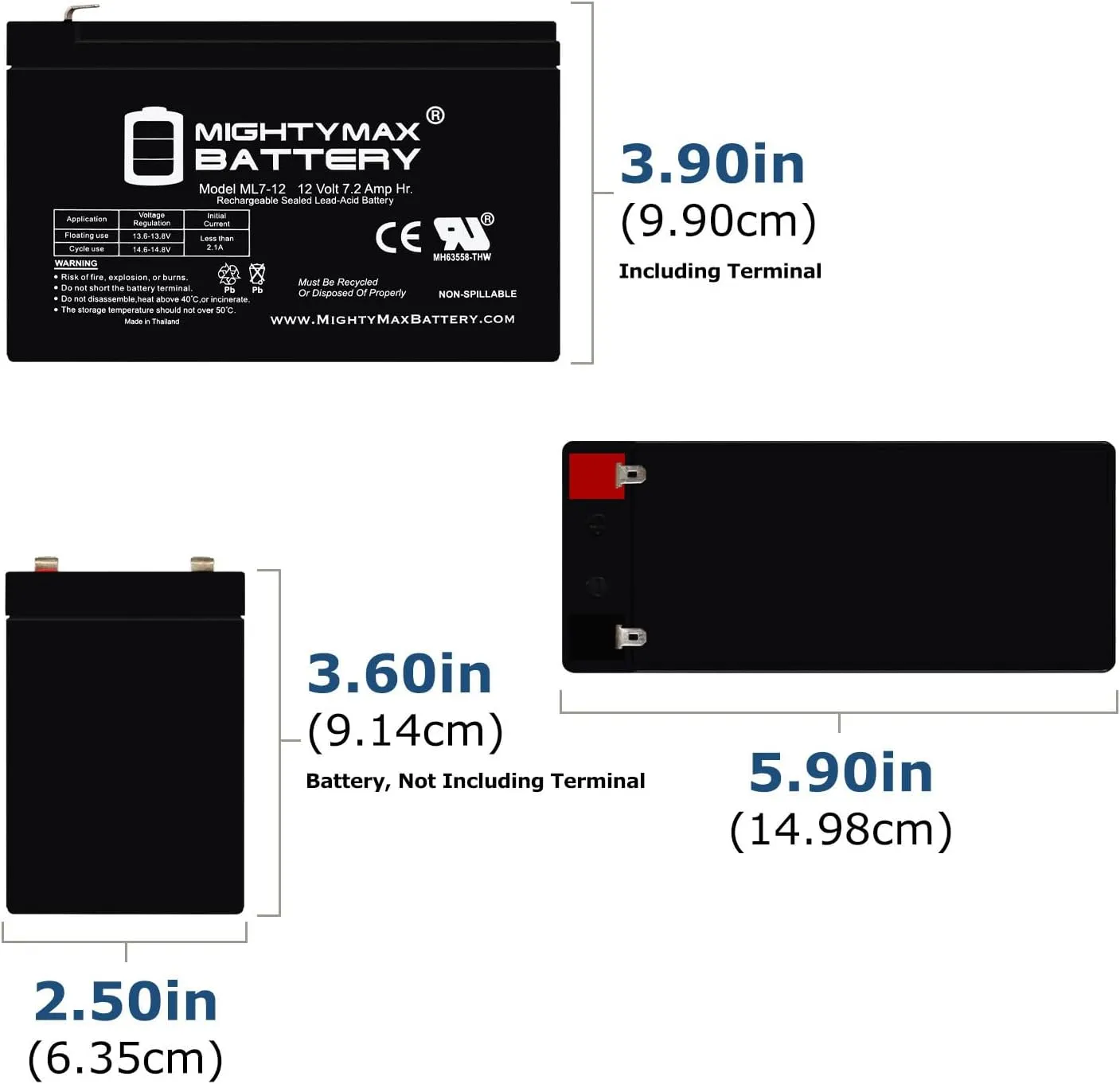 Mighty Max Battery 12V 7.2AH SLA Battery Replacement for Notifier PE712-8 Pack
