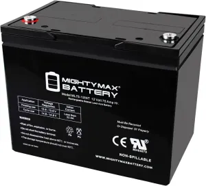 Mighty Max Battery 12V 75Ah Internal Thread Battery Replaces Permobil 400PS, 500PS